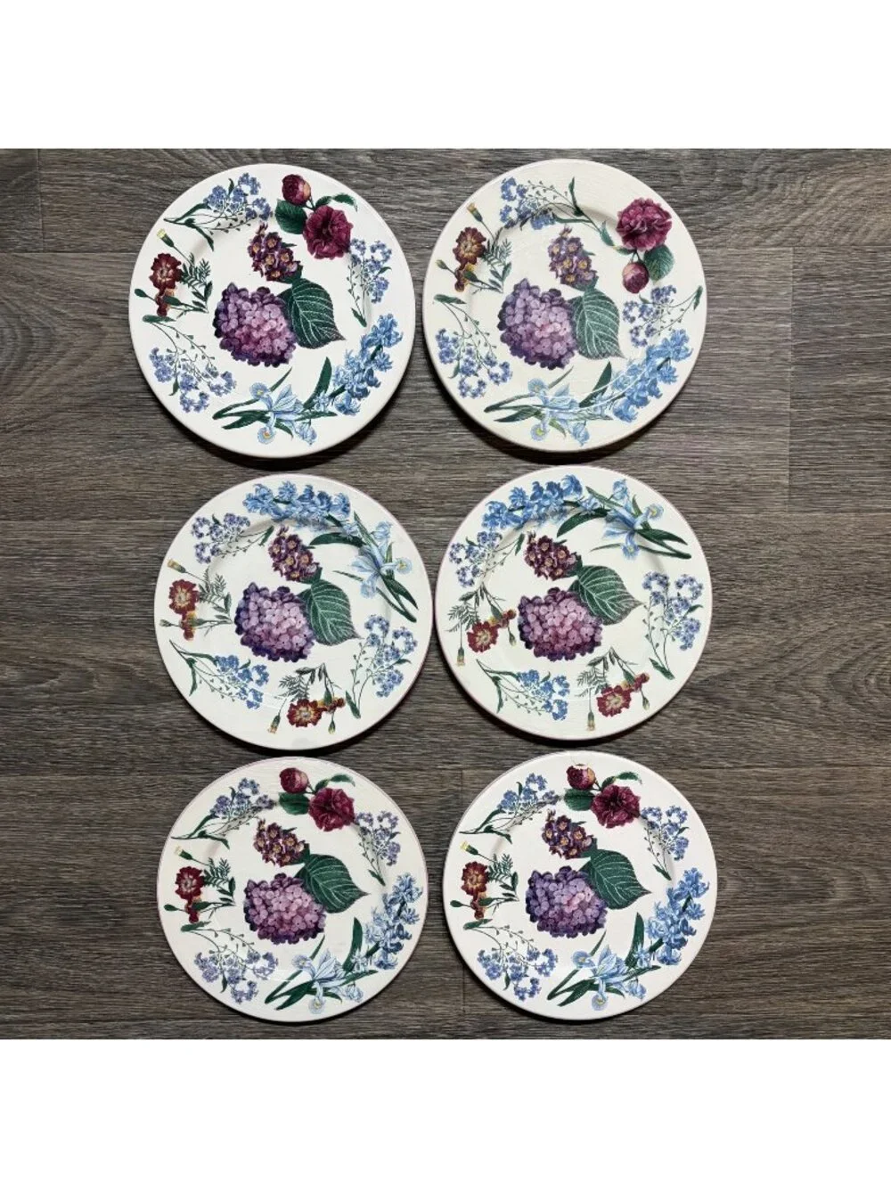 Williams Sonoma RB Bernarda Portugal Floral Salad Plates Hydrangea Set of 6 VTG